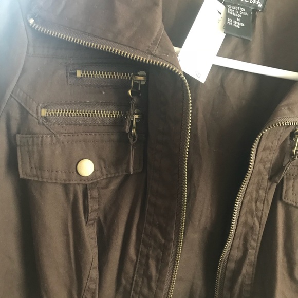 Brown 3/4 Sleeve Zipper Detail Jacket by Wet Seal - Picture 2 of 5
